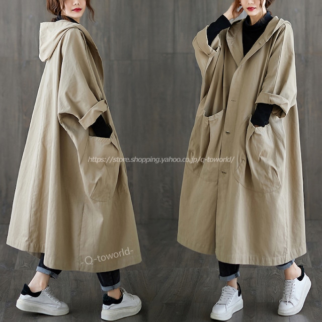 コート　トレンチ　ロング　ゆったり　長袖　韓国風レディース服  デザイン感 オシャレ