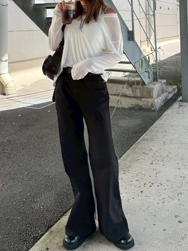 【即納】flare denim  pants black/S.M.L