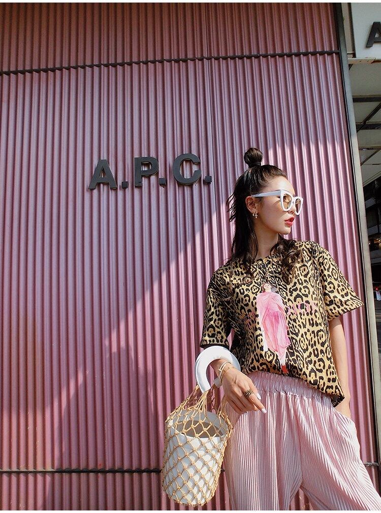 ☆ レオパード Tシャツ トップス ヒョウ柄 アニマル ピンク カジュアル