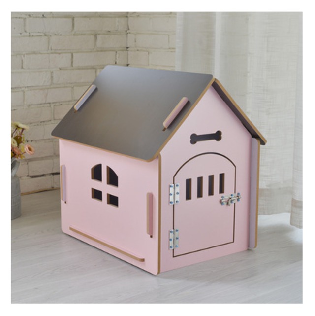 かわいい犬小屋 木で組立てる犬小屋トビラ付き 4つのカラーから選べる