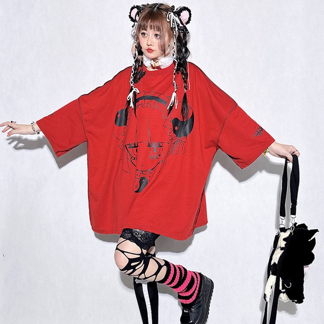 ゴスロリ通販 With U 半袖Tシャツ 七分袖 ゆったり オーバーサイズ 