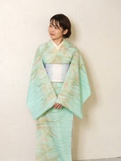 「橙にそよぐ」♡ピーコック崩し柄〜セオアルファ　浴衣・夏着物・単衣