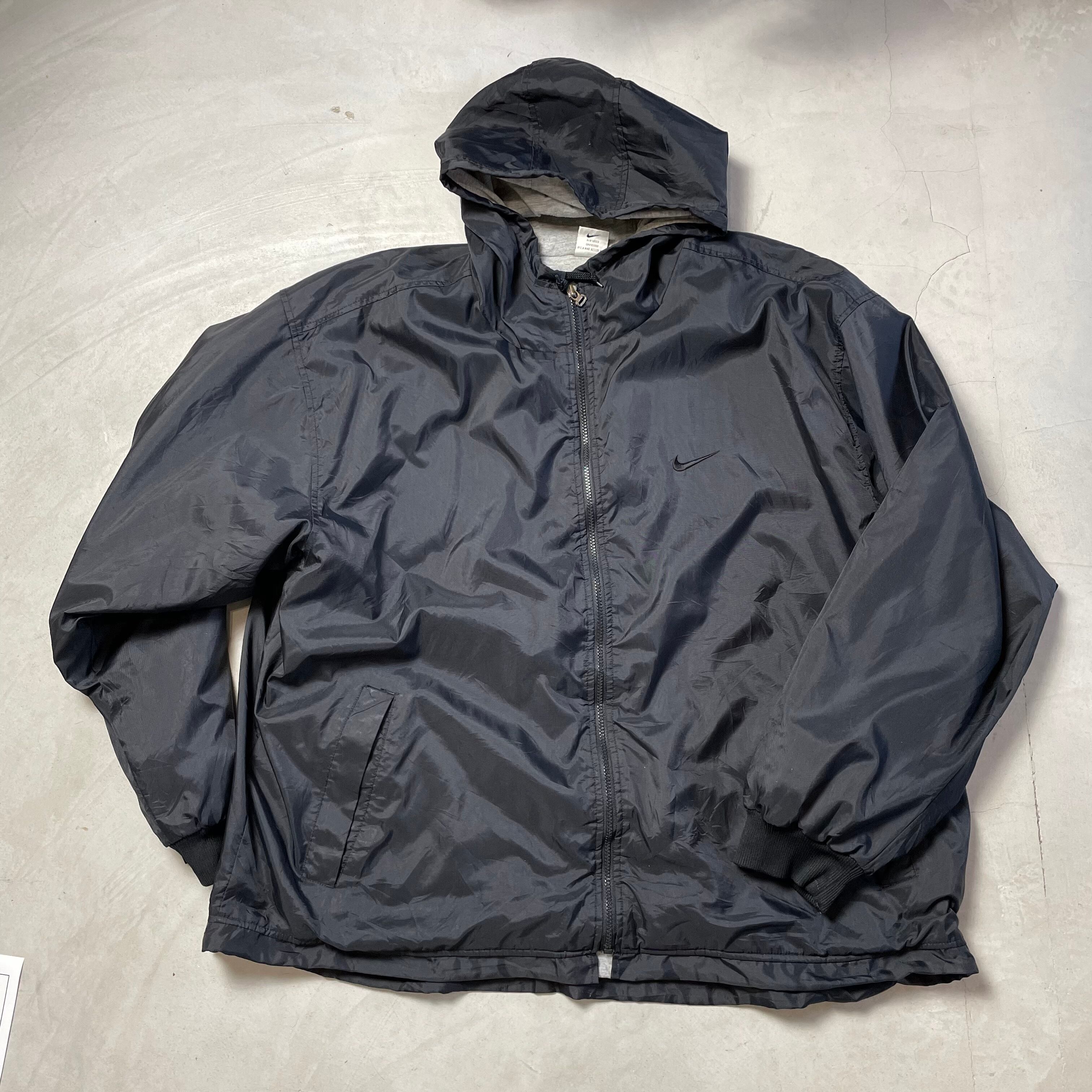 NIKE ナイキ スウォッシュロゴ刺繍 パーカー メンズXL 古着 ビンテージ ヴィンテージ ブラック 黒色【ナイロンジャケット】