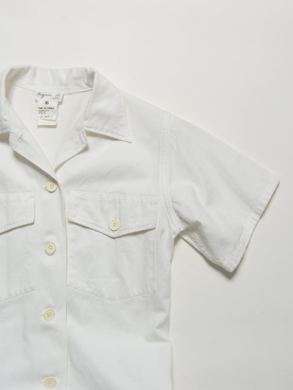 【agnes b】Made in France open collar H/S shirt（フランス製 アニエスベー ロングシャツ）9b