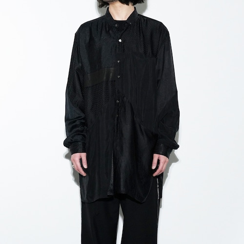 Crazy Pattern Long Shirt -  "Silk＆Cupua"  Black