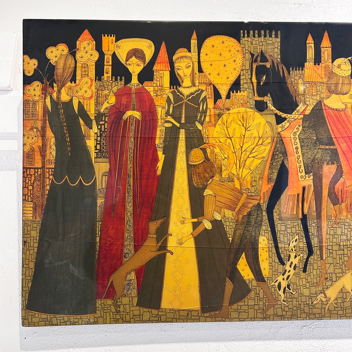 70s Italy 「Michi Sgorbigno」 painting art wooden panel | PANIC