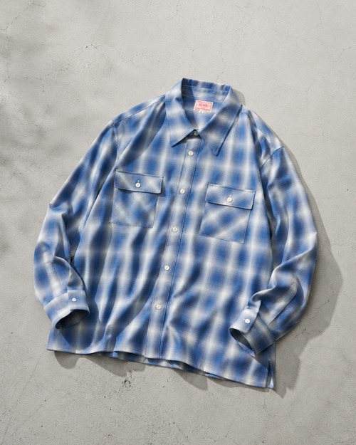 Rayon Mix Ombre Slit L/S Shirt｜BLU×WHT - 102615013