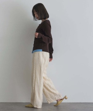 1736 コントラストカラーニットカーディガン brown