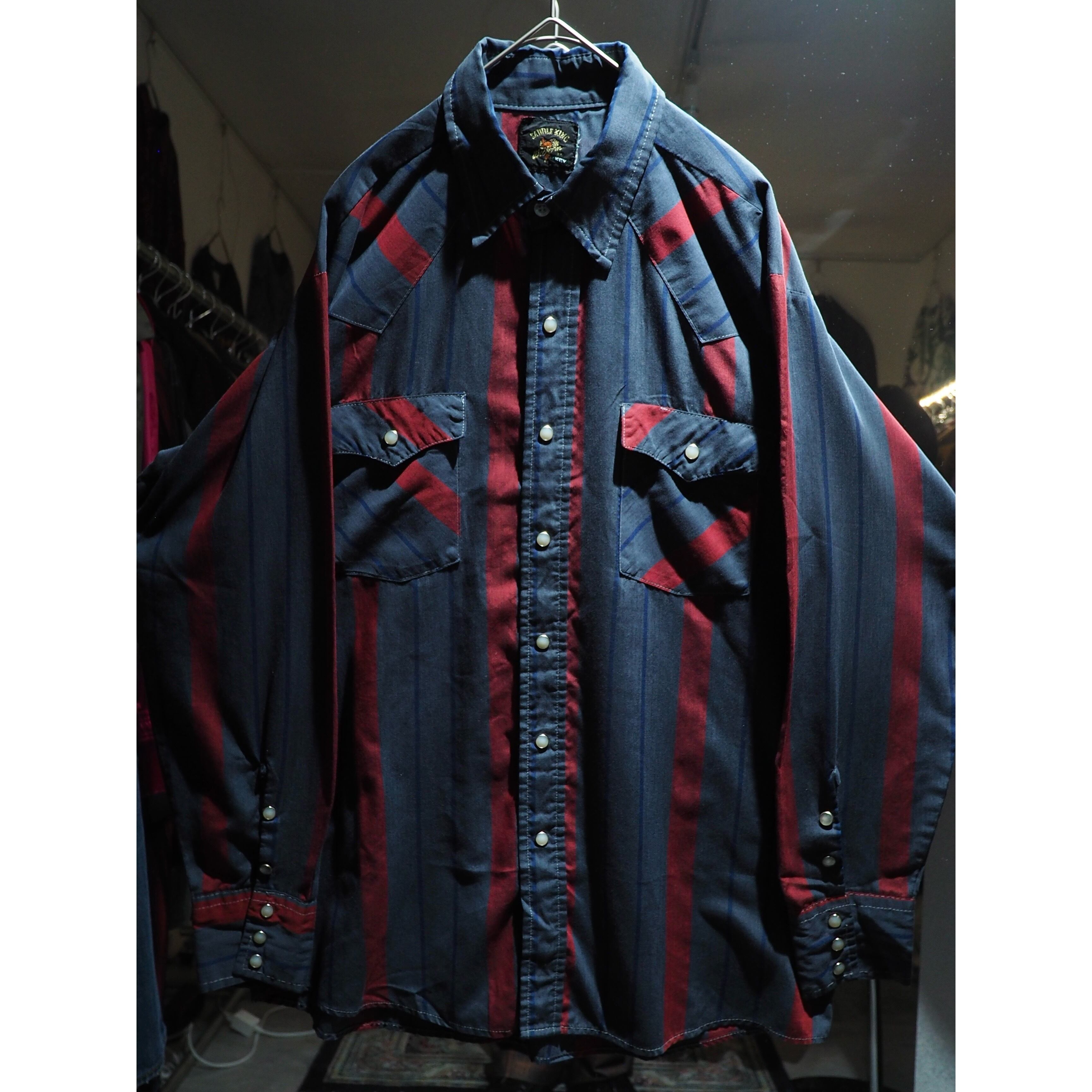 1980s Dark stripe pattern vintage loose western shirt