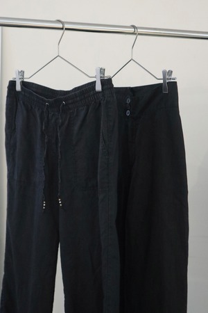 black linen three button pants