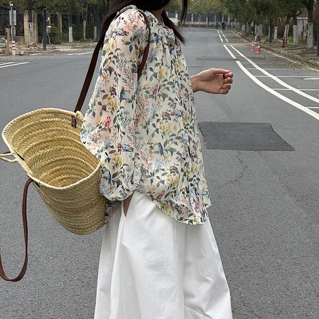 botanical print blouse　10917