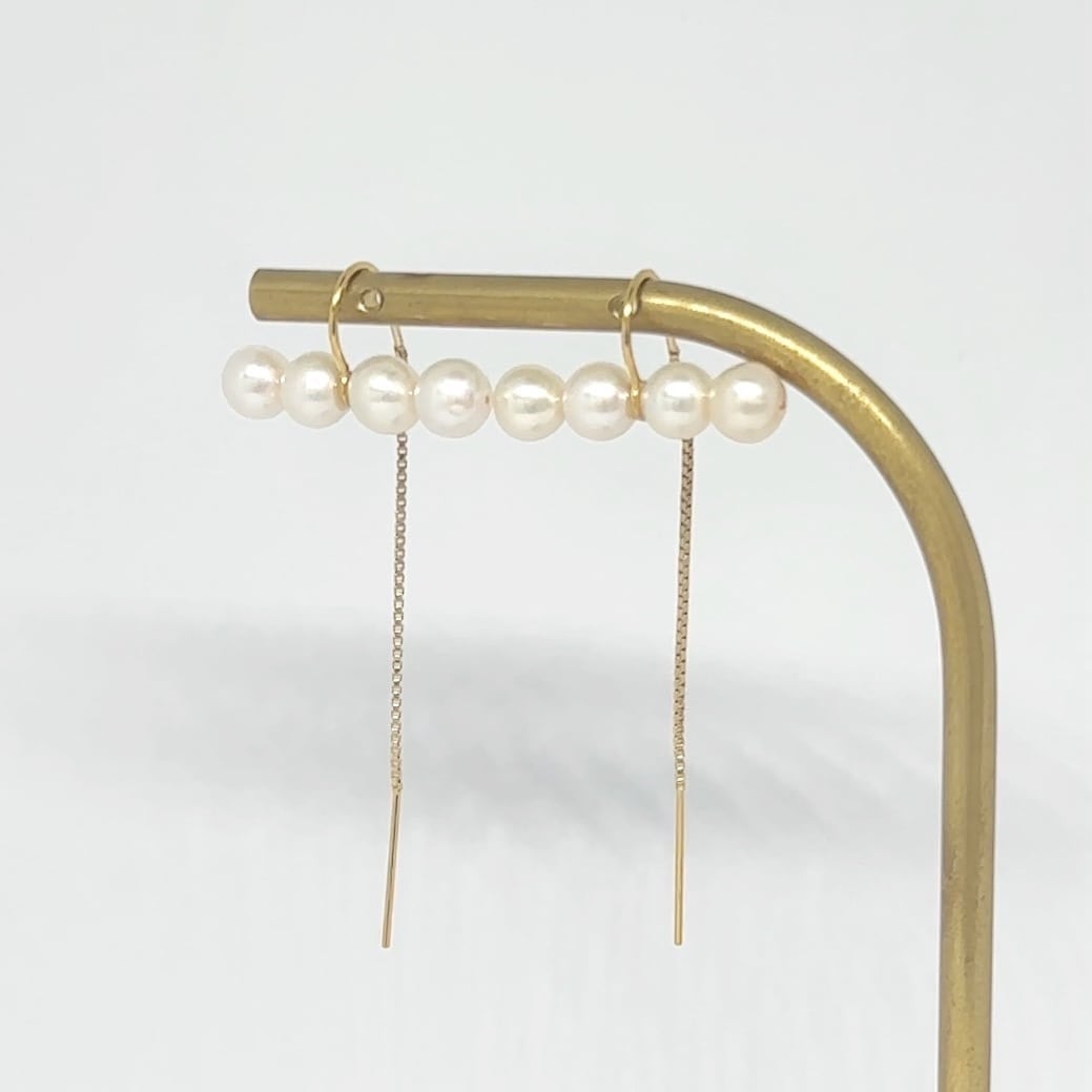 【衣】coscos 4連パールチェーンピアス