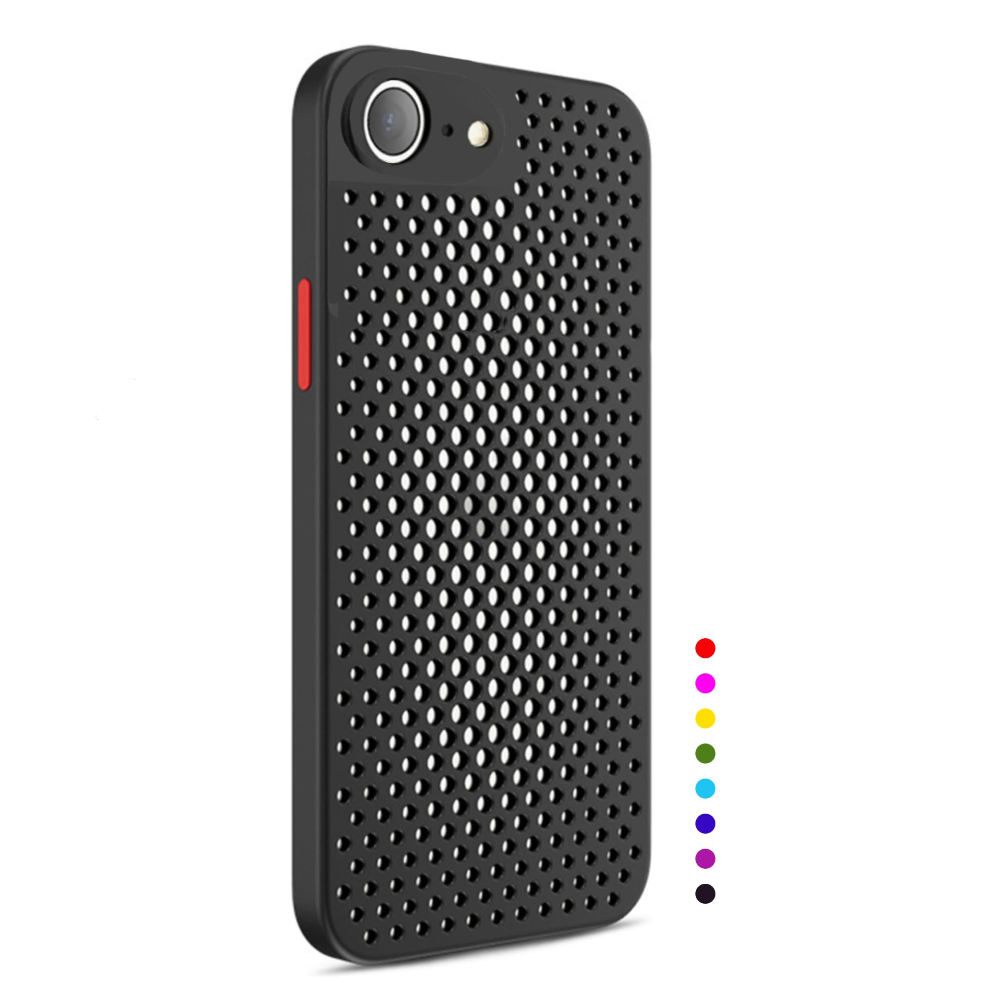 【Pinscher(ピンシャー)】 iPhone16e用 (ブラック) 6.1インチ メッシュ ケース 放熱 冷却 アイフォン16e用 ケース スマホケース カバー バンパー TPU Qi充電 耐衝撃 防衝撃 擦り傷防止 滑り止め 軽量 薄型 pc002-16e-bk