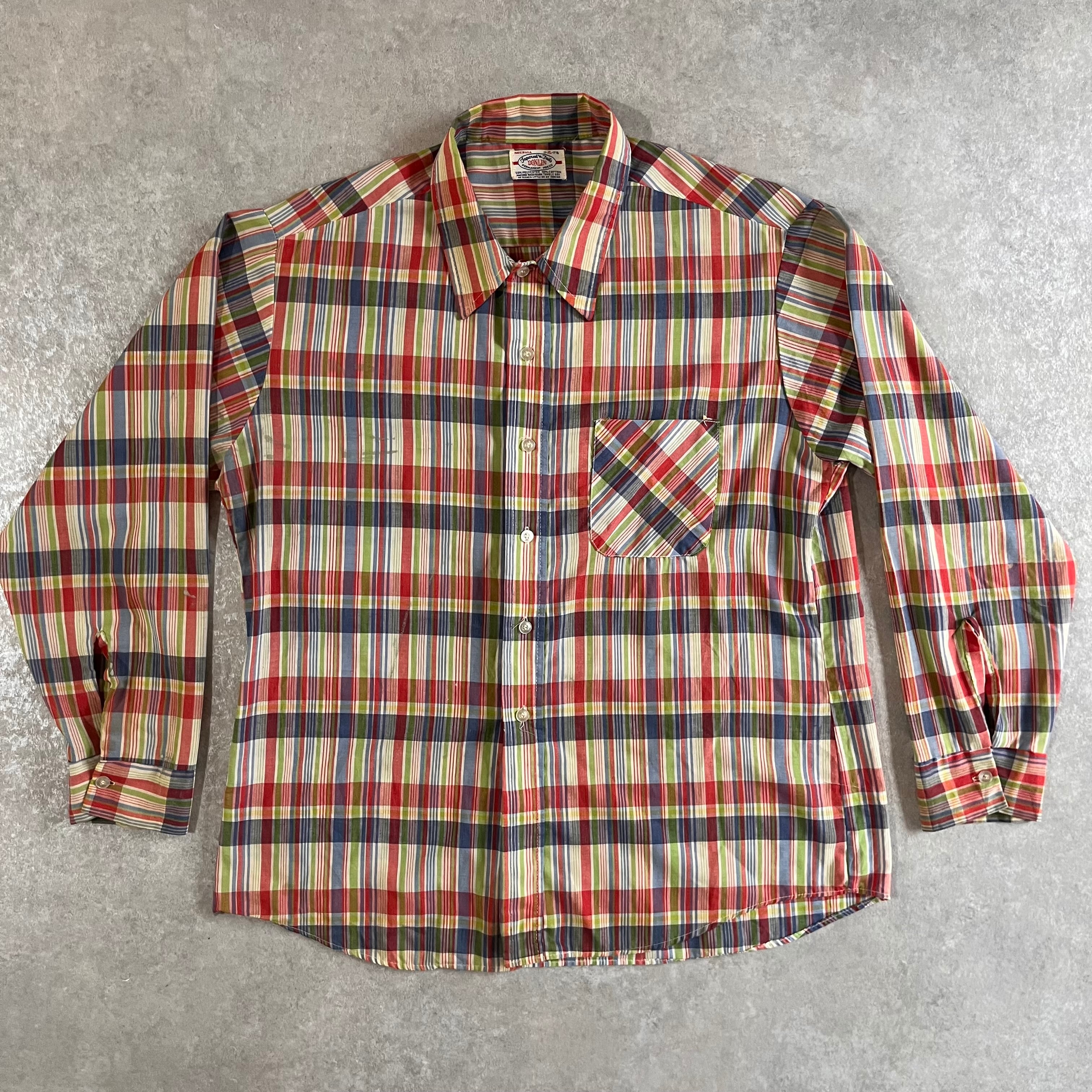1970s Donlin L/S Check Shirt XL Made in USA