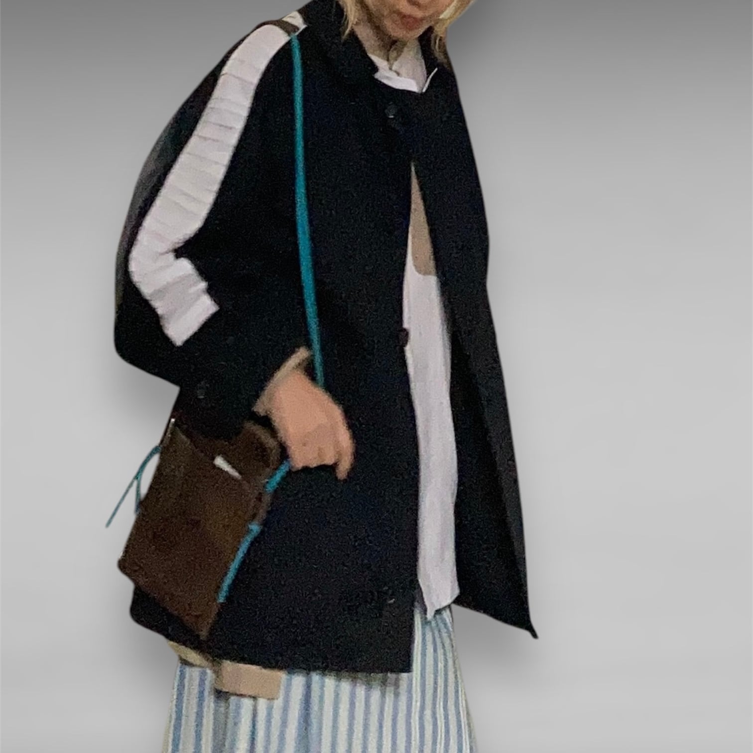 ZOZOTTE リメイクスプリングショートコート/ブラック&ホワイト/ジャケット