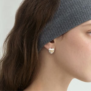 heart ribbon motif earrings　J00291