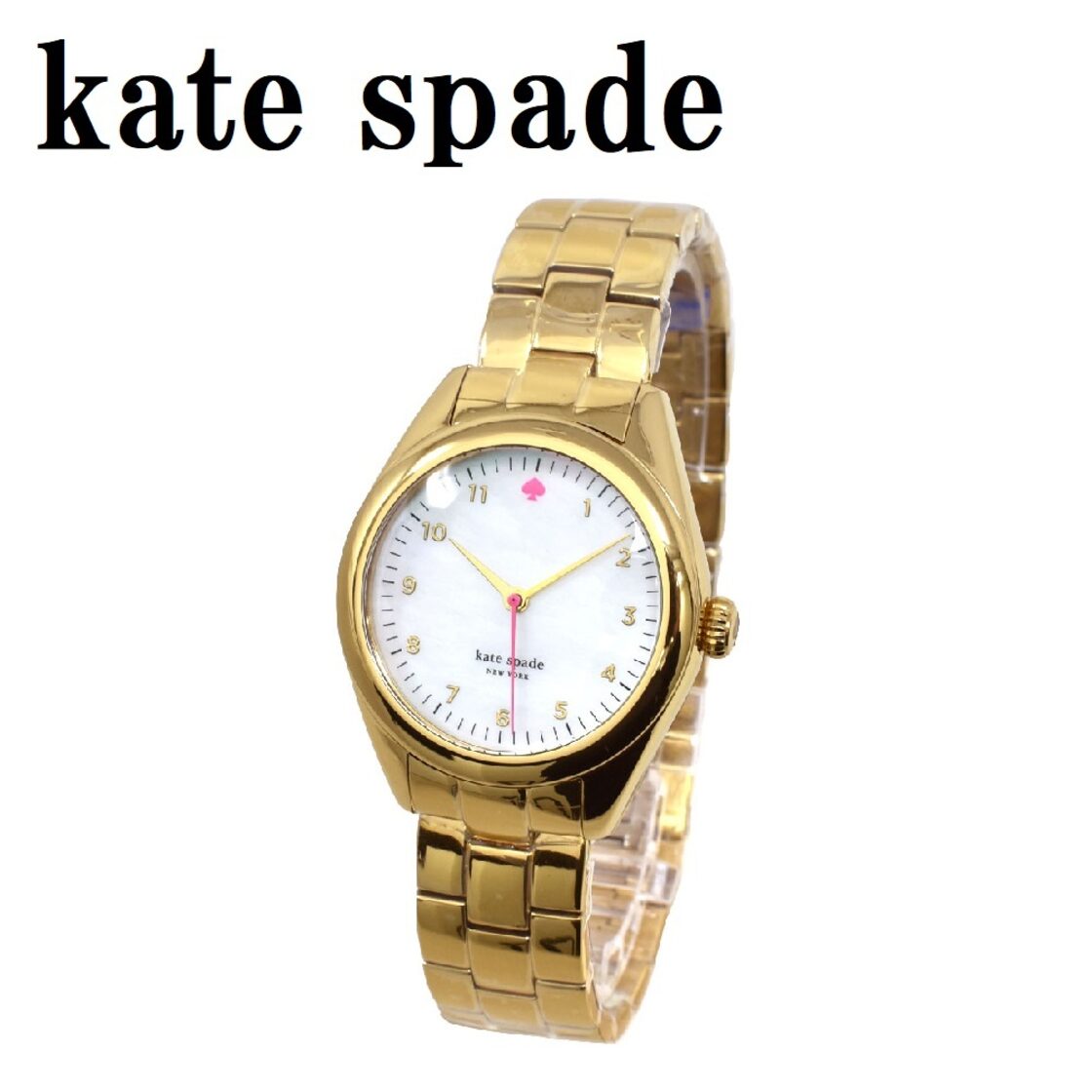 KATE SPADE 1YRU0027 Seaport QUARTZ ANALOG WATCH WHITE SHELL GOLD  
