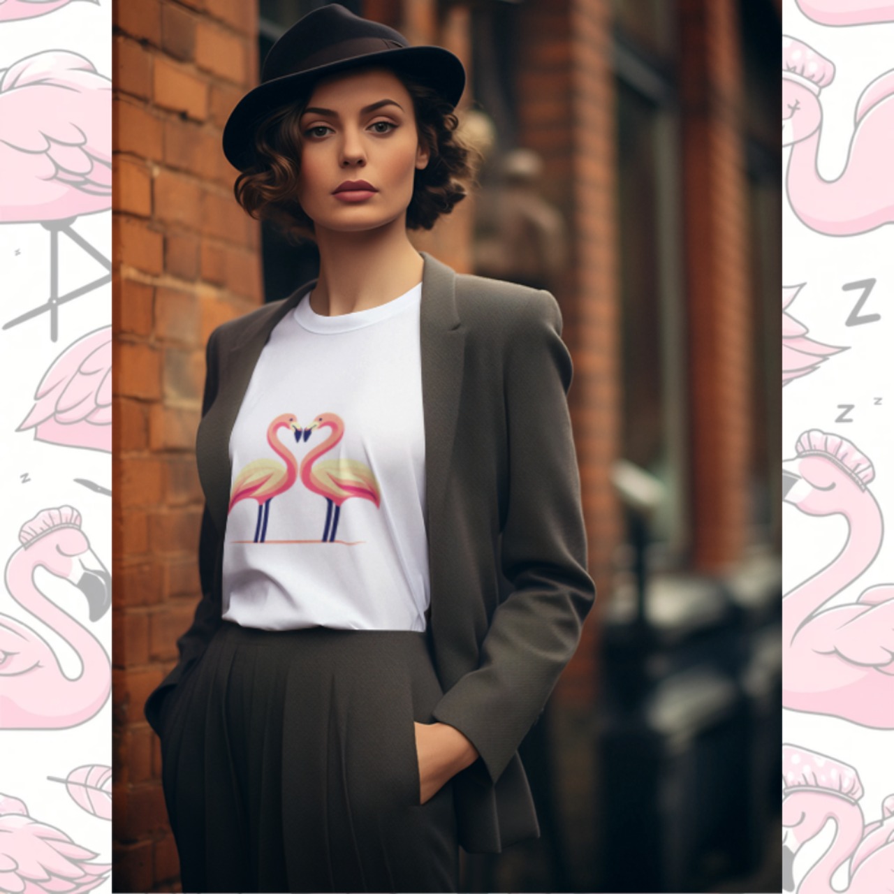 T-shirt -フラミンハートA 4112