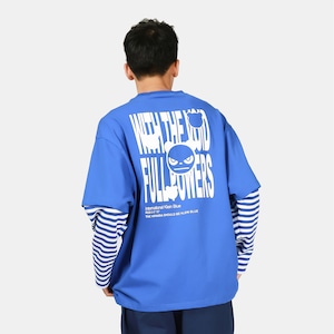 SALE 送料無料【HIPANDA ハイパンダ】メンズ レイヤード ビッグサイズ ロンT MEN'S LAYERED LONG SLEEVED T-SHIRT / BLUE