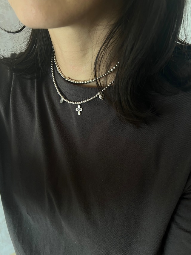 silver ball cross charm necklace