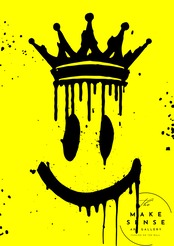 Smiley Crown｜ストリート感あふれるスマイル×王冠アートポスター｜大胆カラーの個性派デザイン｜A4ポスター