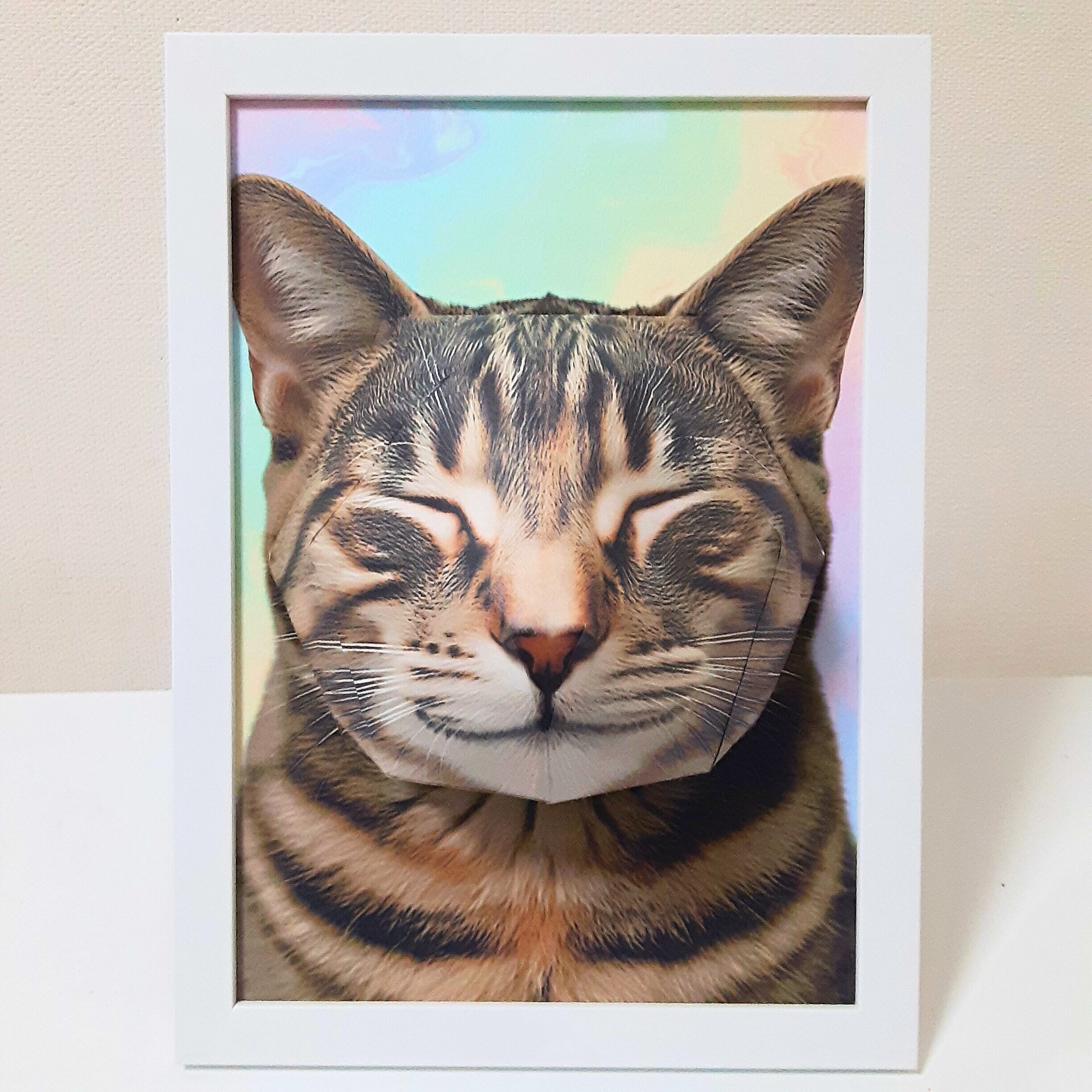 笑い猫・茶トラ」ペーパークラフト・とびだし絵 / A5サイズ