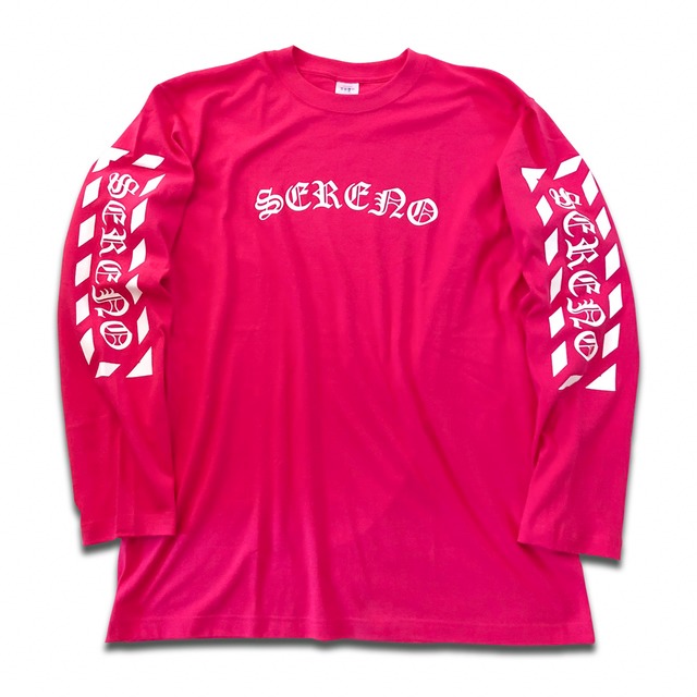 SERENO SLEEVE LOGO  TEE【PINK✖︎WHITE】
