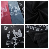 VINTAGE ストリート 100%ROCKプリントTシャツ T2080