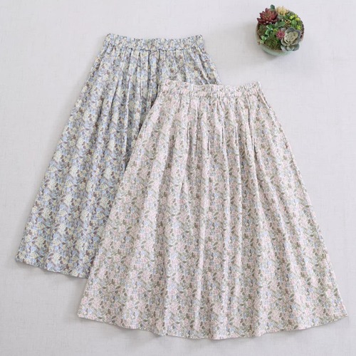 2色／小花柄ギャザーコットンスカート ・10432