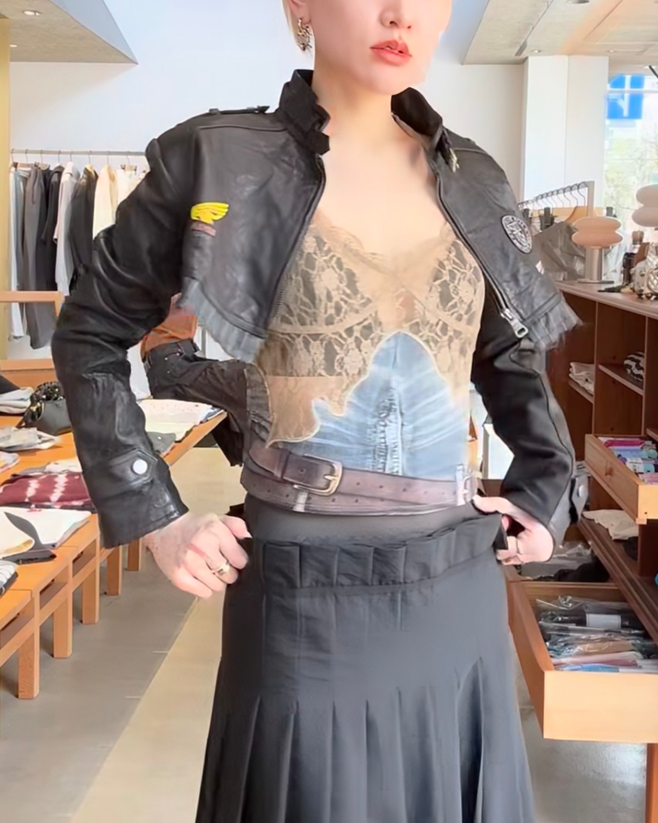 【26SS】ADSB Andersson Bell アンダーソンベル / BELTED DENIM PT LACE - 1