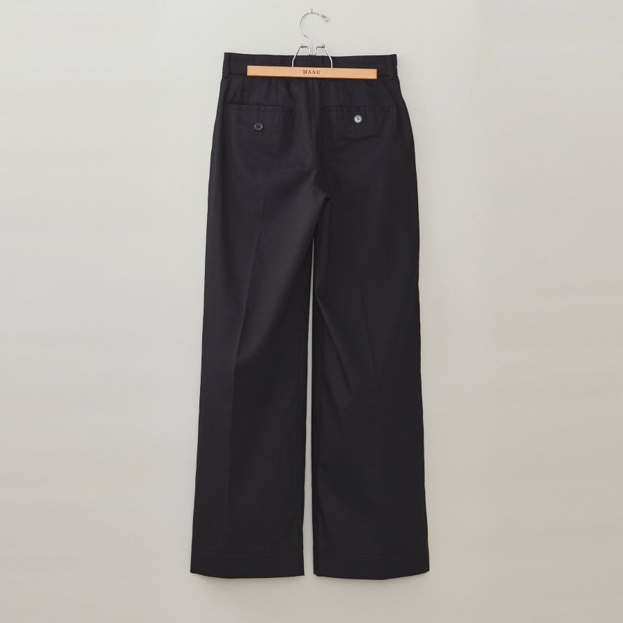 masu 22ss cotton wide trousers black 【公式通販】