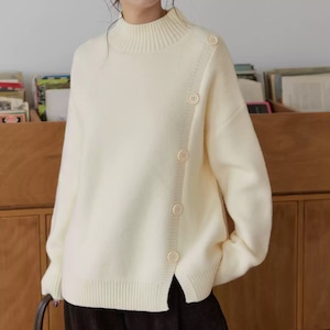 アシンメトリーデザインハイネックニット KT3494