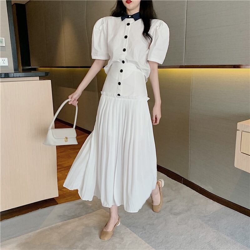 スタイルスタンダードスプリングオータムシャツ トップス ハイウェストウェストスカート レトロ 春物 秋物 1号婦人76080307863