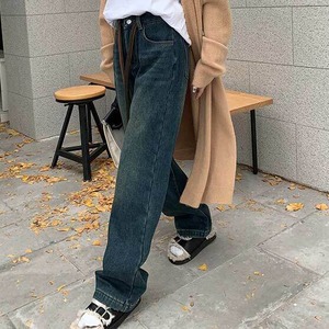 【韓国通販 dgo】UNISEX ドロスト ワイドレッグジーンズ ブルー(M3856）センス溢れるファッションitem