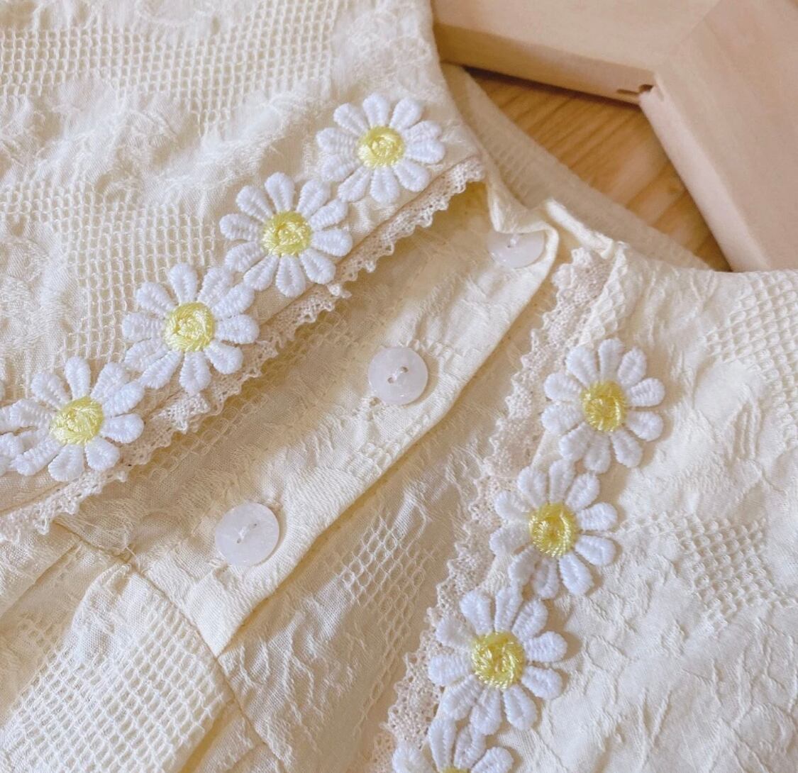 マーガレットコットンロンパース》》》》ベビー スクエアカラー 海外子供服 プチプラ ホワイト 春