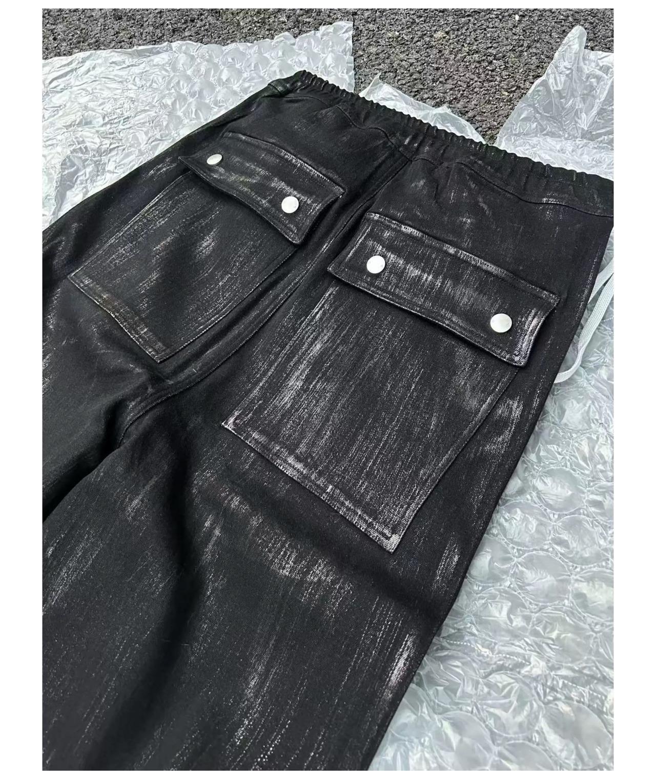 Disark Waxed Embroidered Wide-Leg Pants