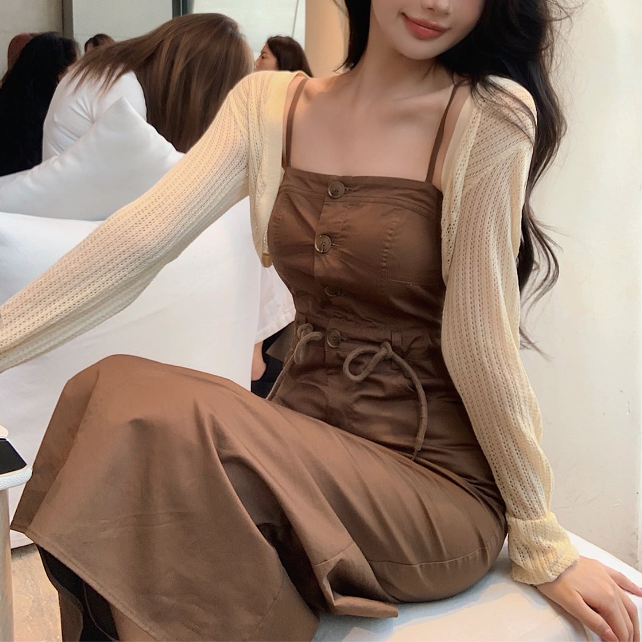 モカブラウン キャミ ワンピース W07