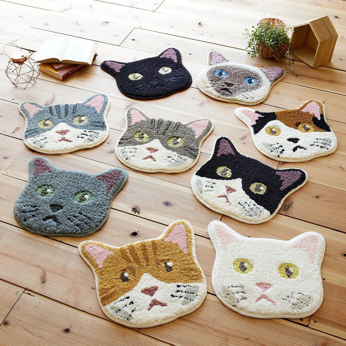 ネコカオ マット 9種類 35×38cm 洗える チェアパッド シート 猫 ネコ