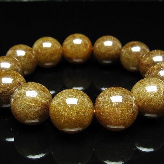 ルチルクォーツ ブレスレット 19mm ブロンズルチル ブレス 一点物 111-50771