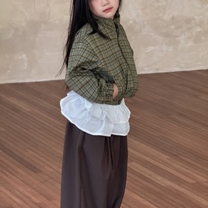 秋レトログリーンチェック柄ジャケット