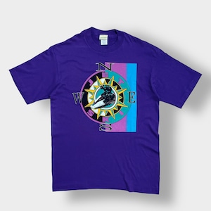 【STJOHN'S BAY】80s 90s usa製 プリント Tシャツ シングルステッチ JETSKI ロゴ M パープル ヴィンテージ  OLD 半袖 us古着