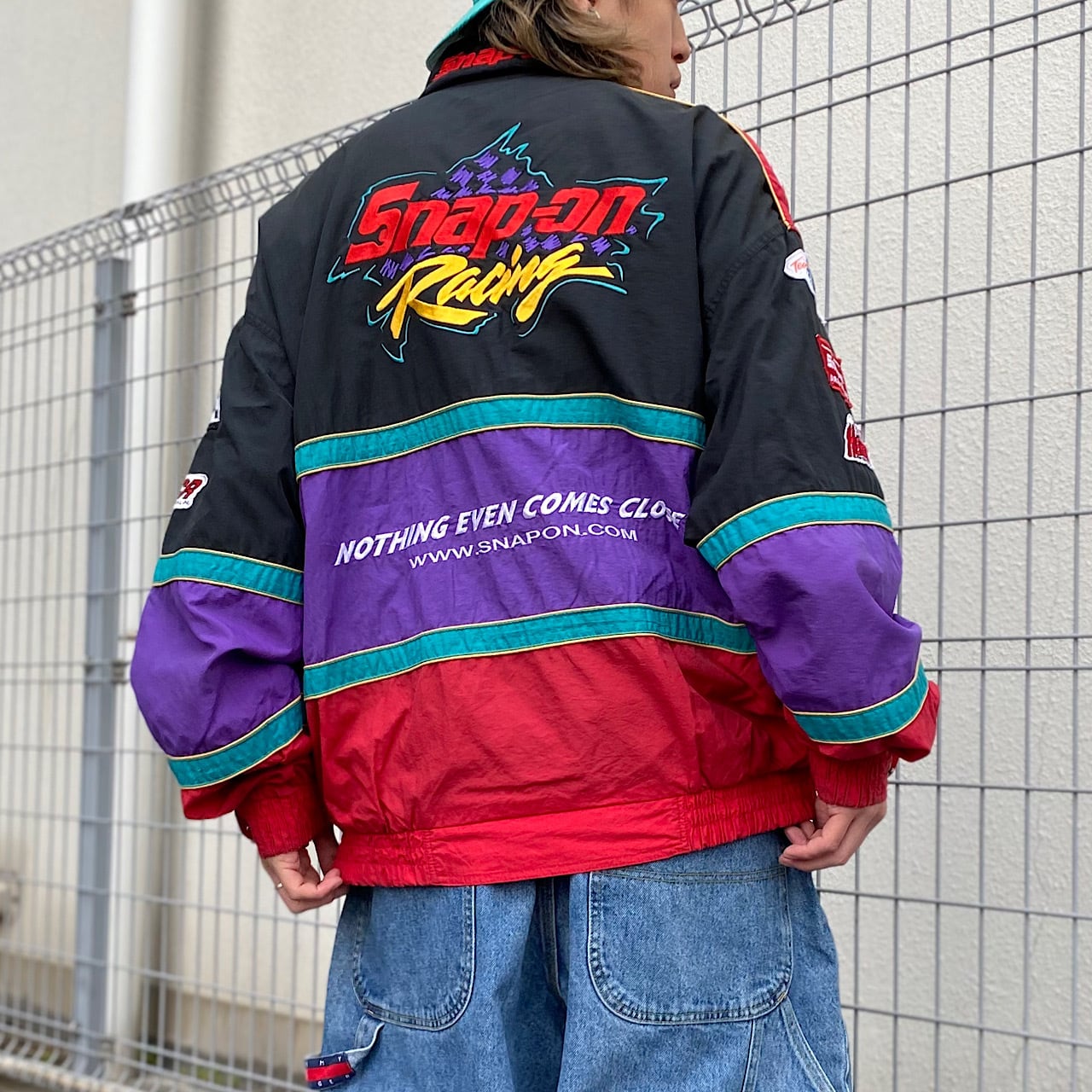 SNAP-ON 企業ロゴ 刺繍 ナイロン レーシングジャケット メンズXXL相当 
