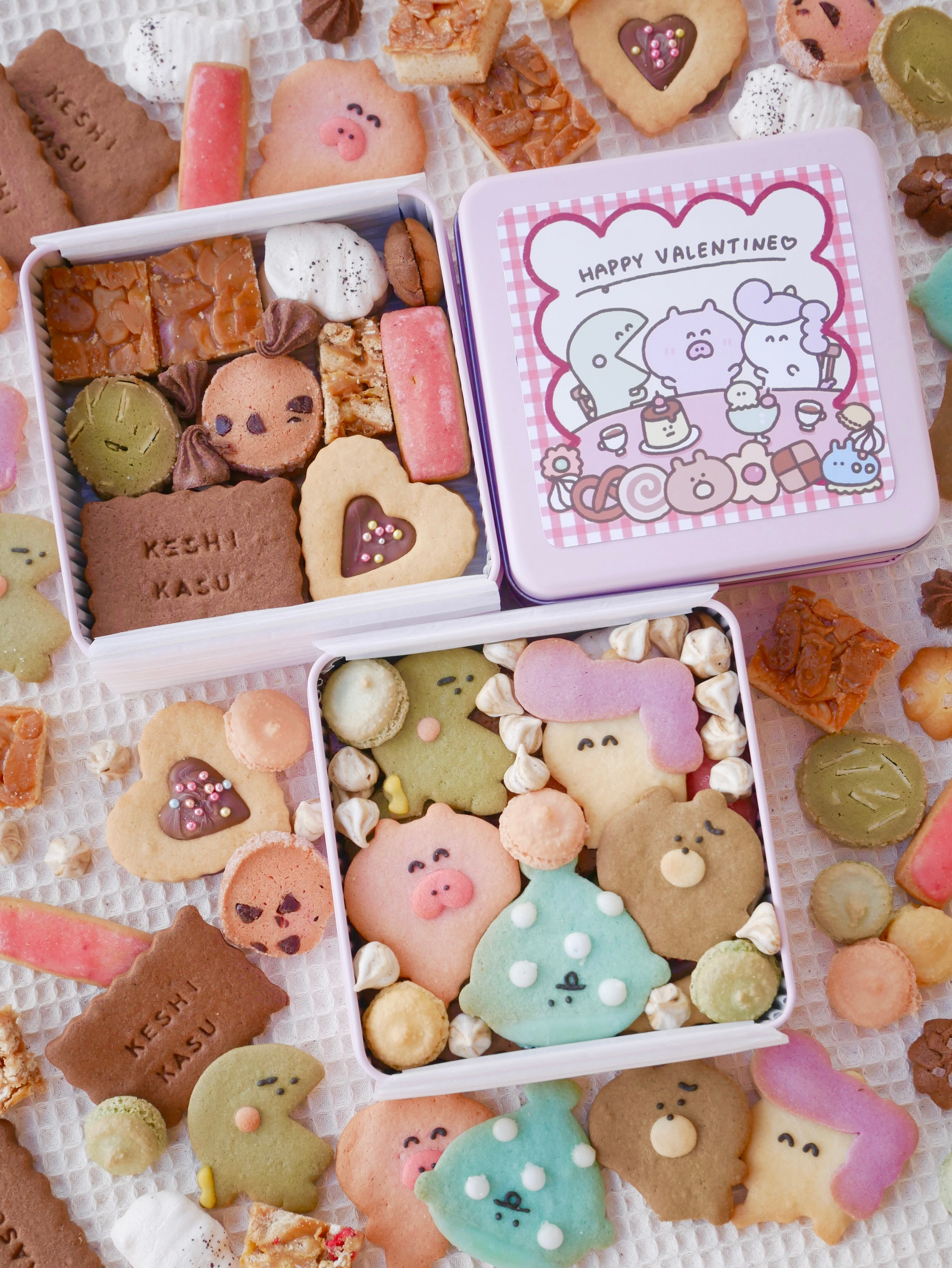 #消しかす。バレンタインクッキー缶