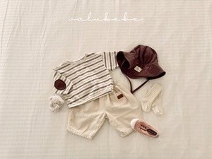 【valu bebe】 オールデイふっくらコットンT／ブラウンST（70〜90cm）