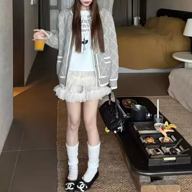 diamond rough knit cardigan