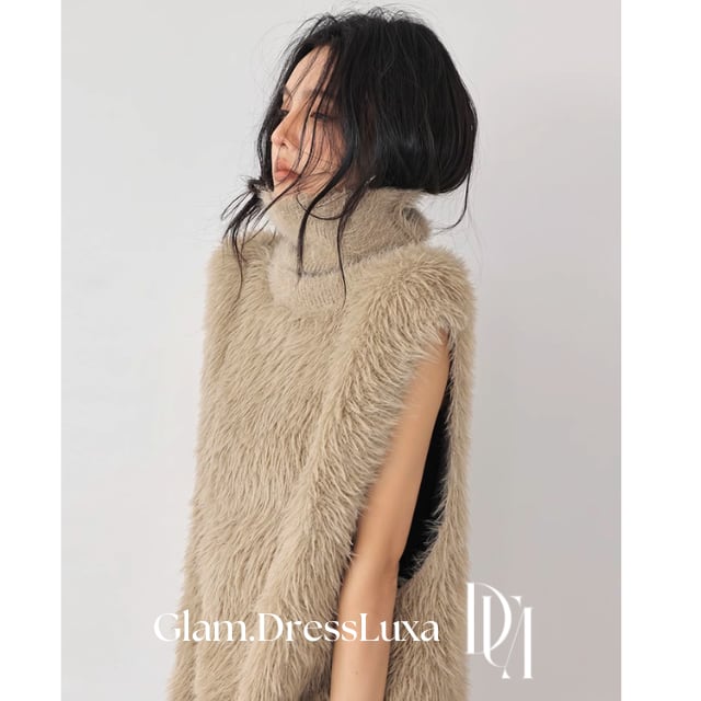 シャギーニット タートルネックベスト/2color_T41