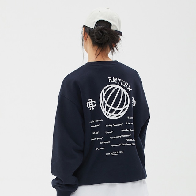 【ROMANTIC CROWN】GLOBE SLOGAN SWEAT SHIRT