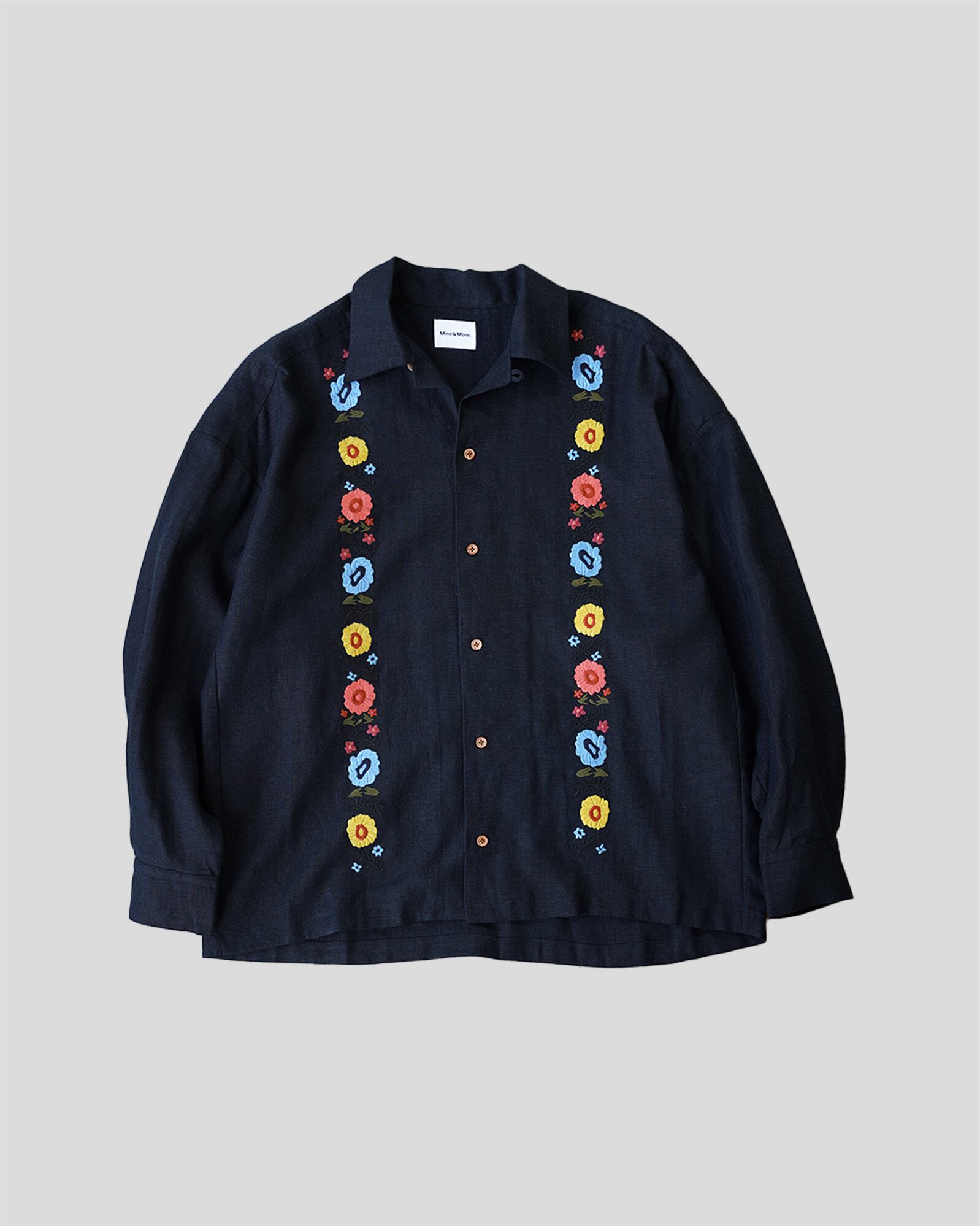 LP MM FRENCH LINEN FLOWER SHIRT NAVY