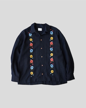 LP MM FRENCH LINEN FLOWER SHIRT NAVY
