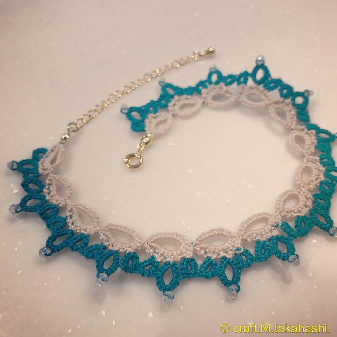 0129:バイカラー レースのブレスレット